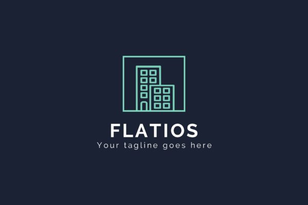 建筑大厦标志几何图形Logo设计素材库精选模板 Flatios – Construction Logo Template