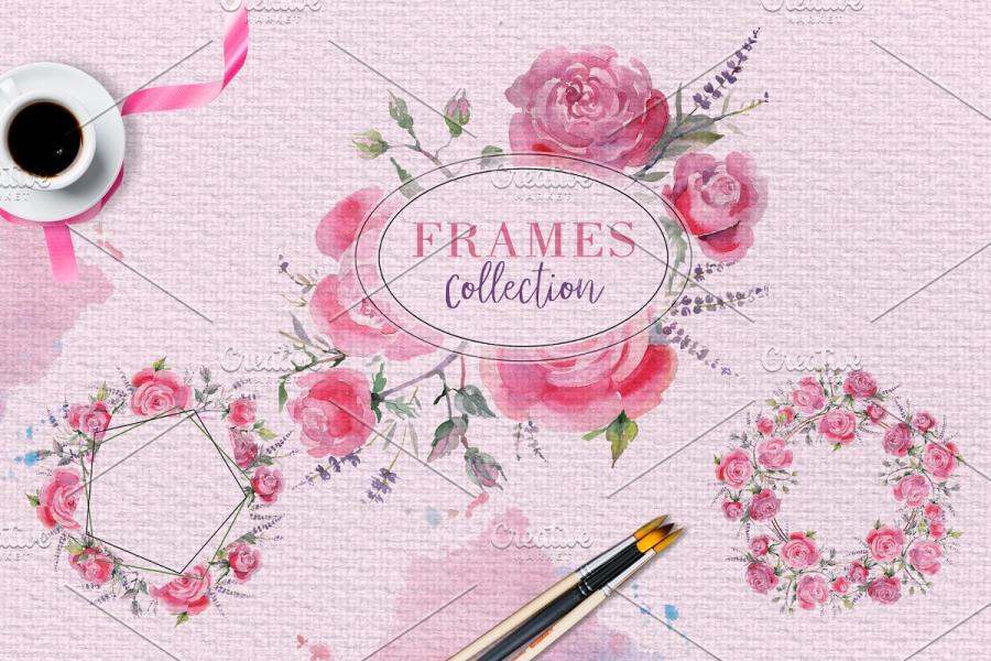 玫瑰&薰衣草花卉剪贴画素材合集插图(3)