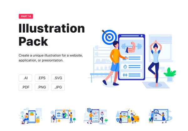 素材库下午茶：10个不同场景的Web矢量插画集