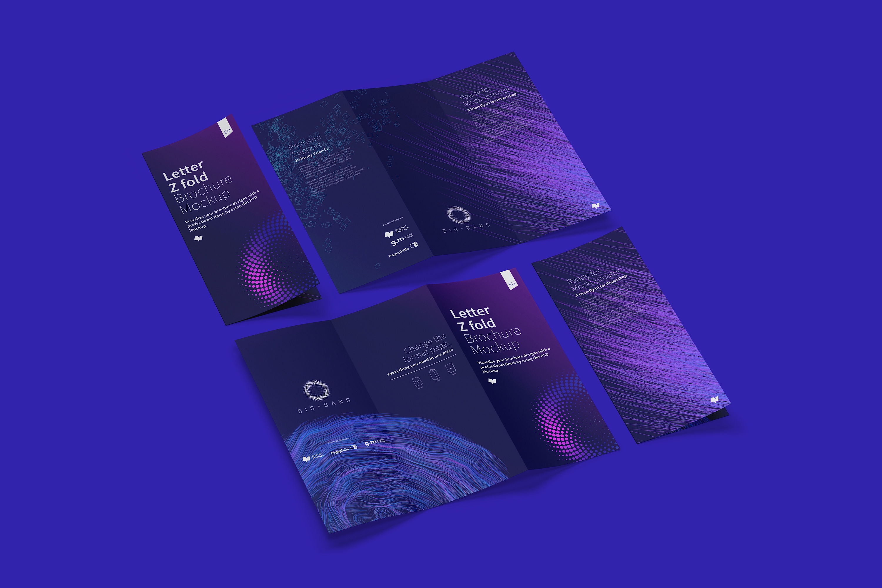 三折页折叠传单/宣传册设计效果图样机04 Letter Z Fold Brochure Mockup 04插图(4)