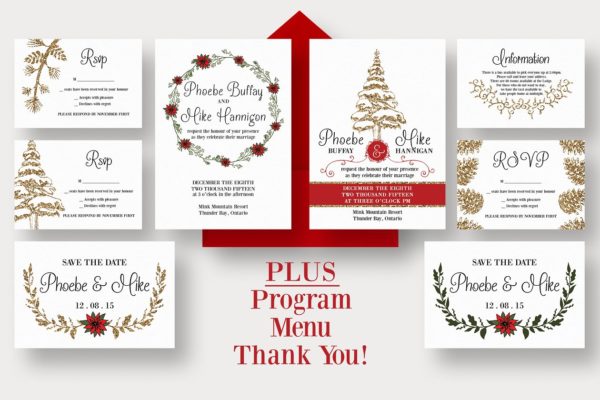 冬季婚礼邀请函设计模板套装 Winter Wedding Suite