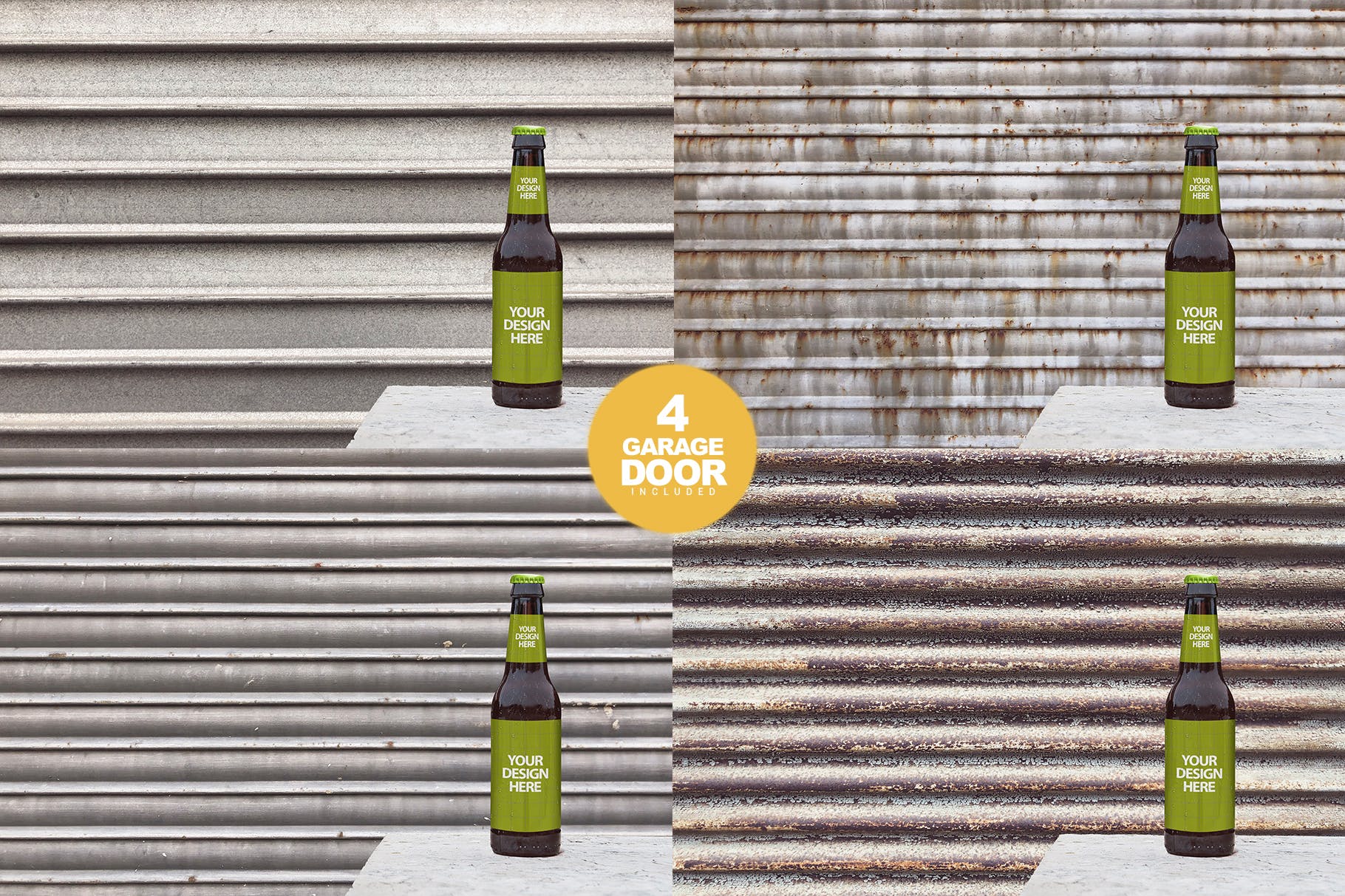 车库场景啤酒瓶外观设计预览样机 Garage Beer Mockup插图(3)