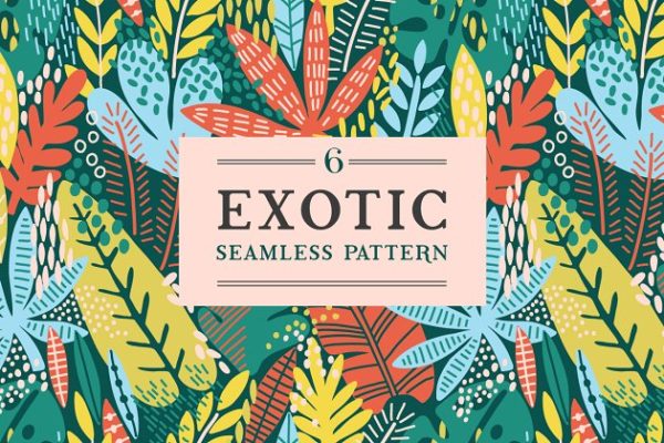 色彩鲜艳的异域风情叶子图案 Exotic leaves patterns