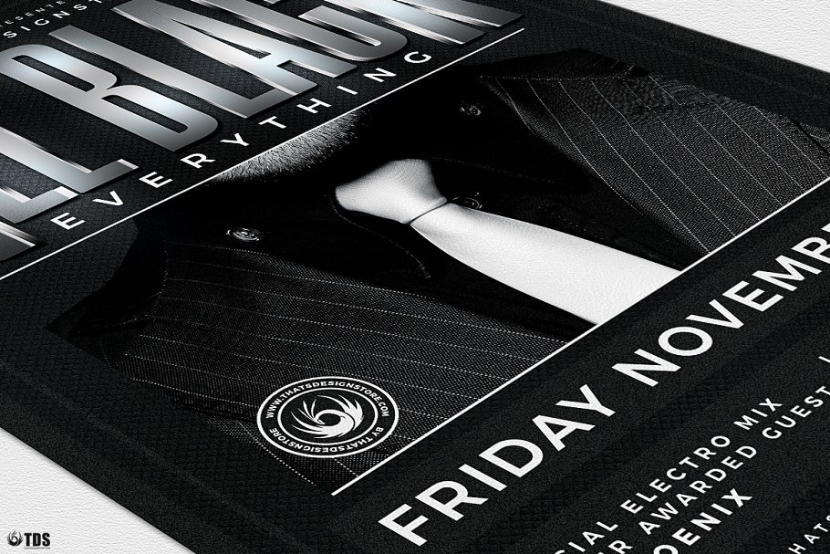 黑色暗色调派对活动宣传单设计PSD模板V4 Black Party Flyer PSD V4插图(5)