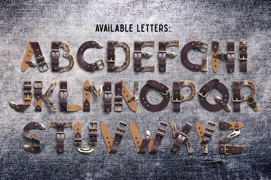 蒸汽朋克时代风格皮带样式PSD字体 PSD Font "Belt"插图(2)