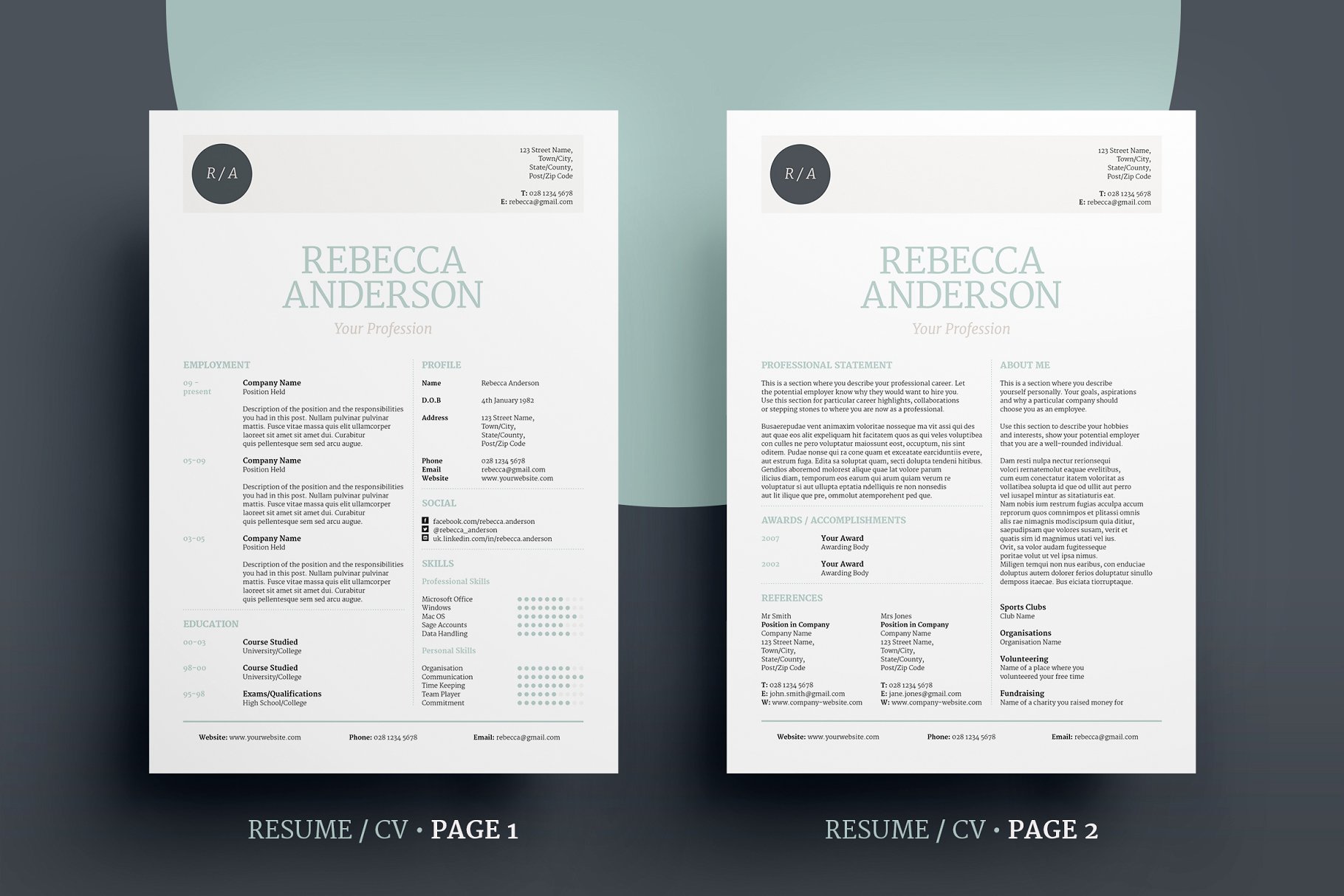 经典实用的求职简历模板V1 Elegant Resume/CV Version 1插图(1)