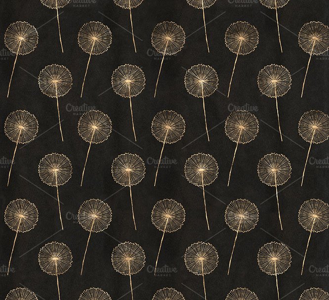 蒲公英玫瑰金箔花纹 Dandelion Rose Gold Foil Patterns插图(1)