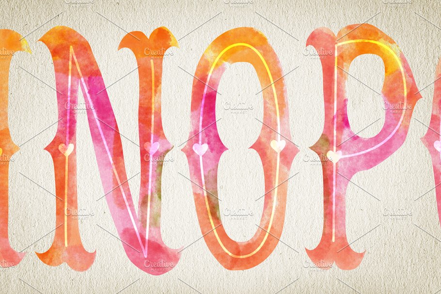 水彩手绘英文字母插画素材 Watercolor alphabet HOT插图(2)