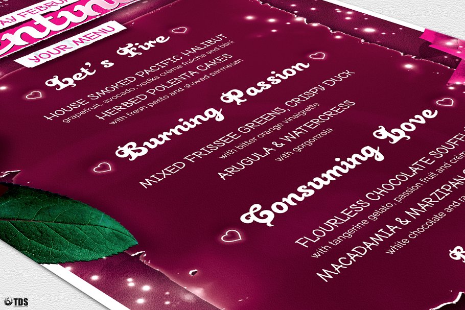 情人节主题传单PSD模板v7 Valentines Day Flyer+Menu PSD V7插图(6)