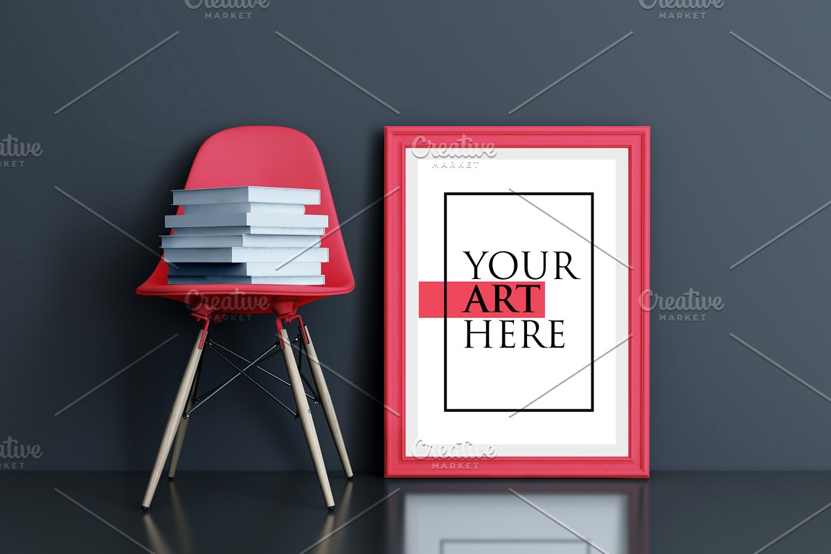 多彩的画框&椅子场景样机展示模板插图(13)