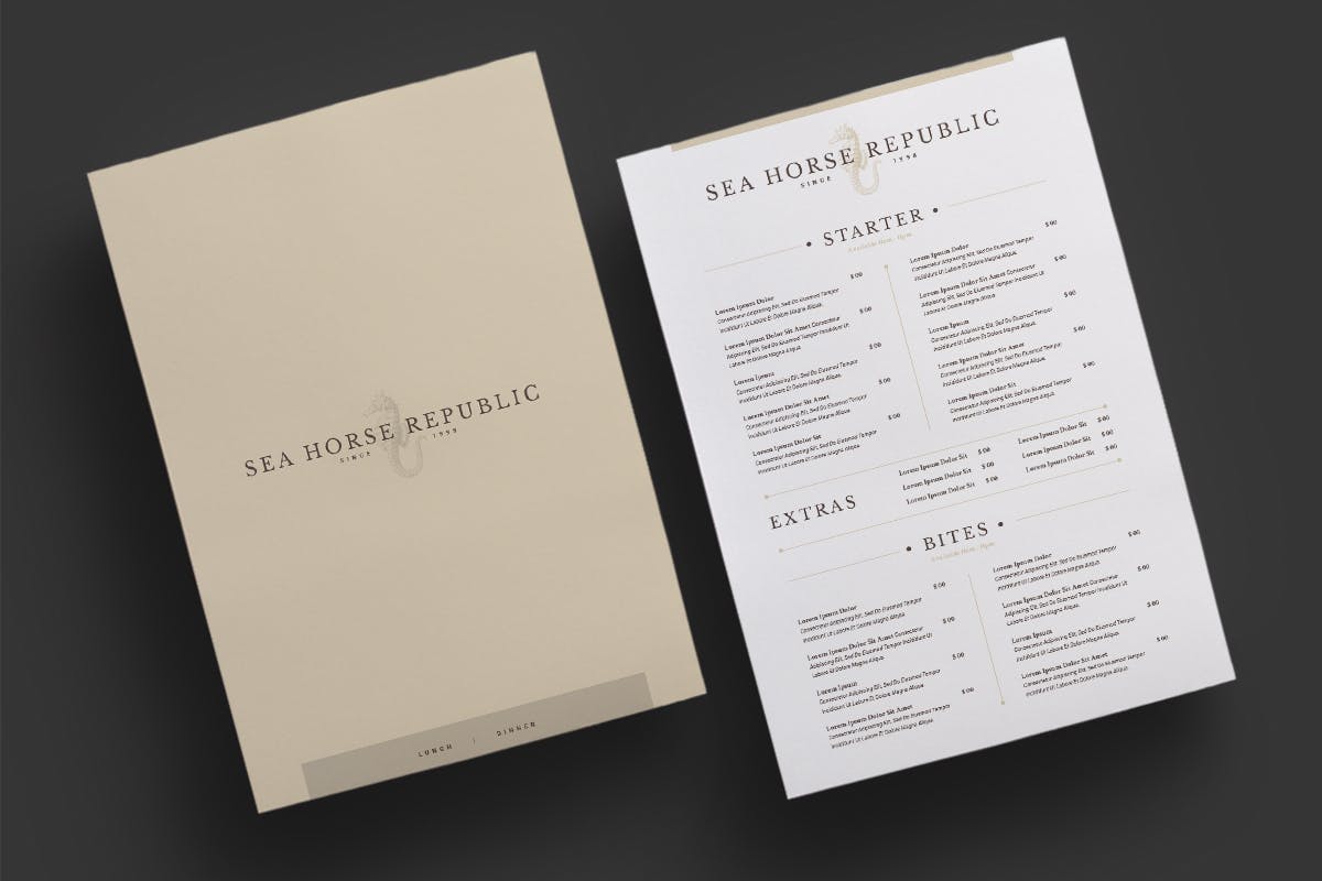 极简规则排版风格西餐厅菜单设计模板 Restaurant Menu插图(2)