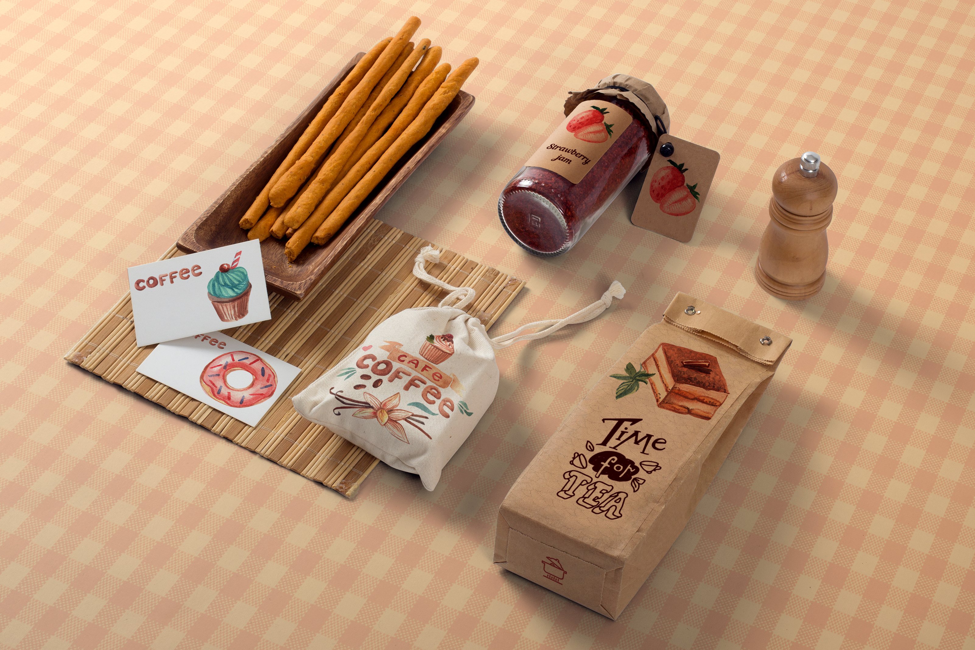 高质量的手绘水彩画咖啡&甜品图集下载[psd,png,jpg]插图(5)