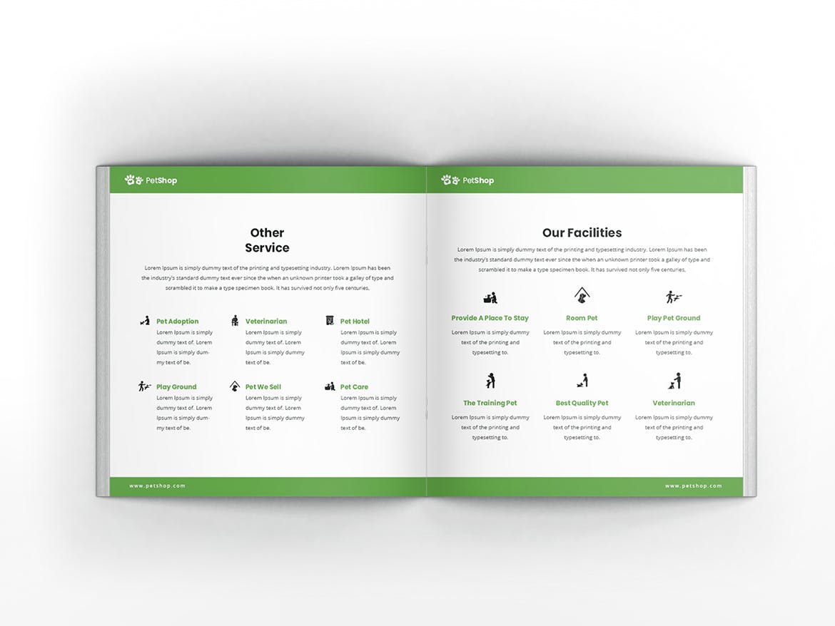 宠物店/宠物医院方形宣传册设计模板 Pet Shop Square Brochure Template插图(8)