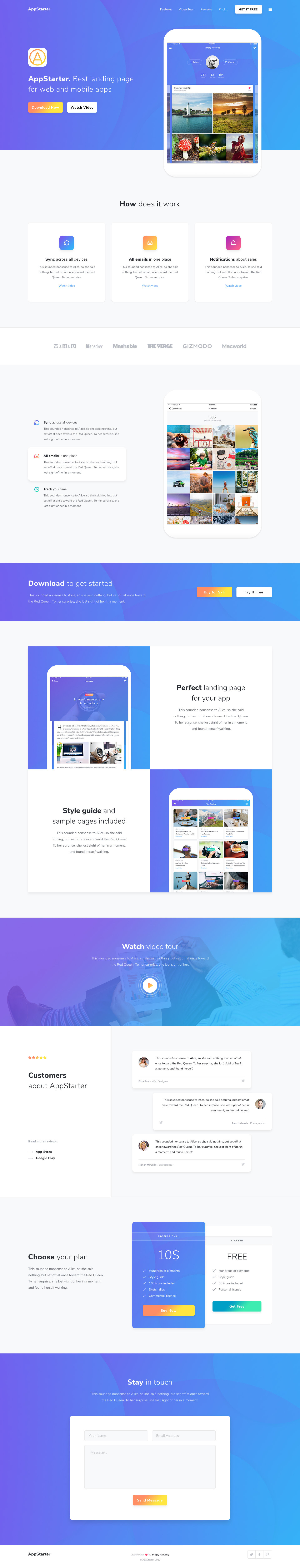 APP及网页着陆页模板及线框图 AppStarter Website Template  [PSD, Sketch]插图(1)