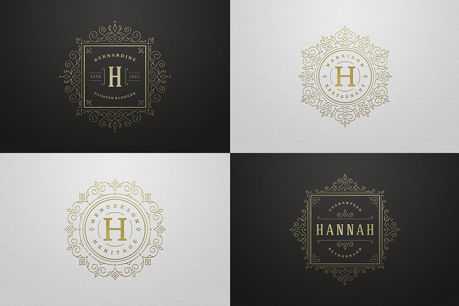 50个奢华装饰Logo及徽章  50 Ornament logos & badges插图(5)