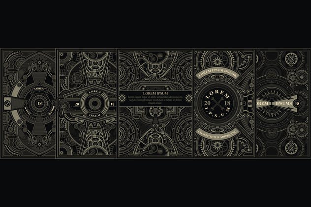 蒸汽朋克风格海报设计模板 5 Steampunk poster template插图(1)