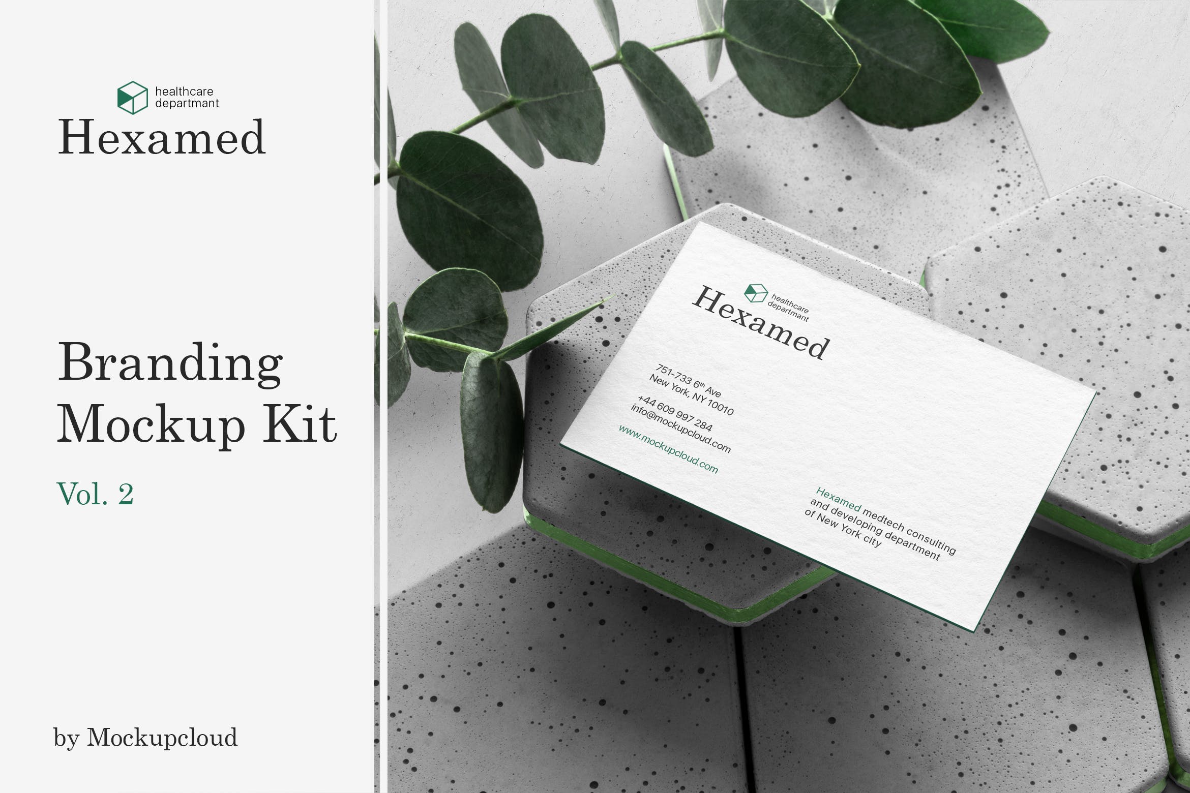 六边形图形设计品牌VI视觉设计效果图样机套件v2 Hexamed Branding Mockup插图