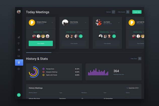 Web网站网络会议平台管理后台设计UI套件 Web Dashboard & Meeting UI Kit App Template 8插图(3)