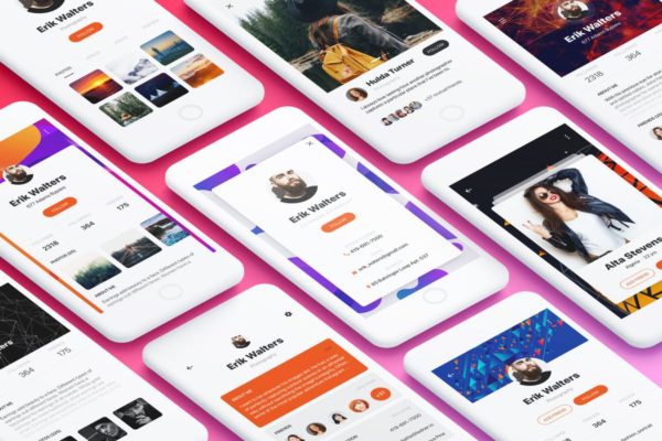 社交应用个人信息管理APP界面设计模板 Profile Mobile App UI Kit