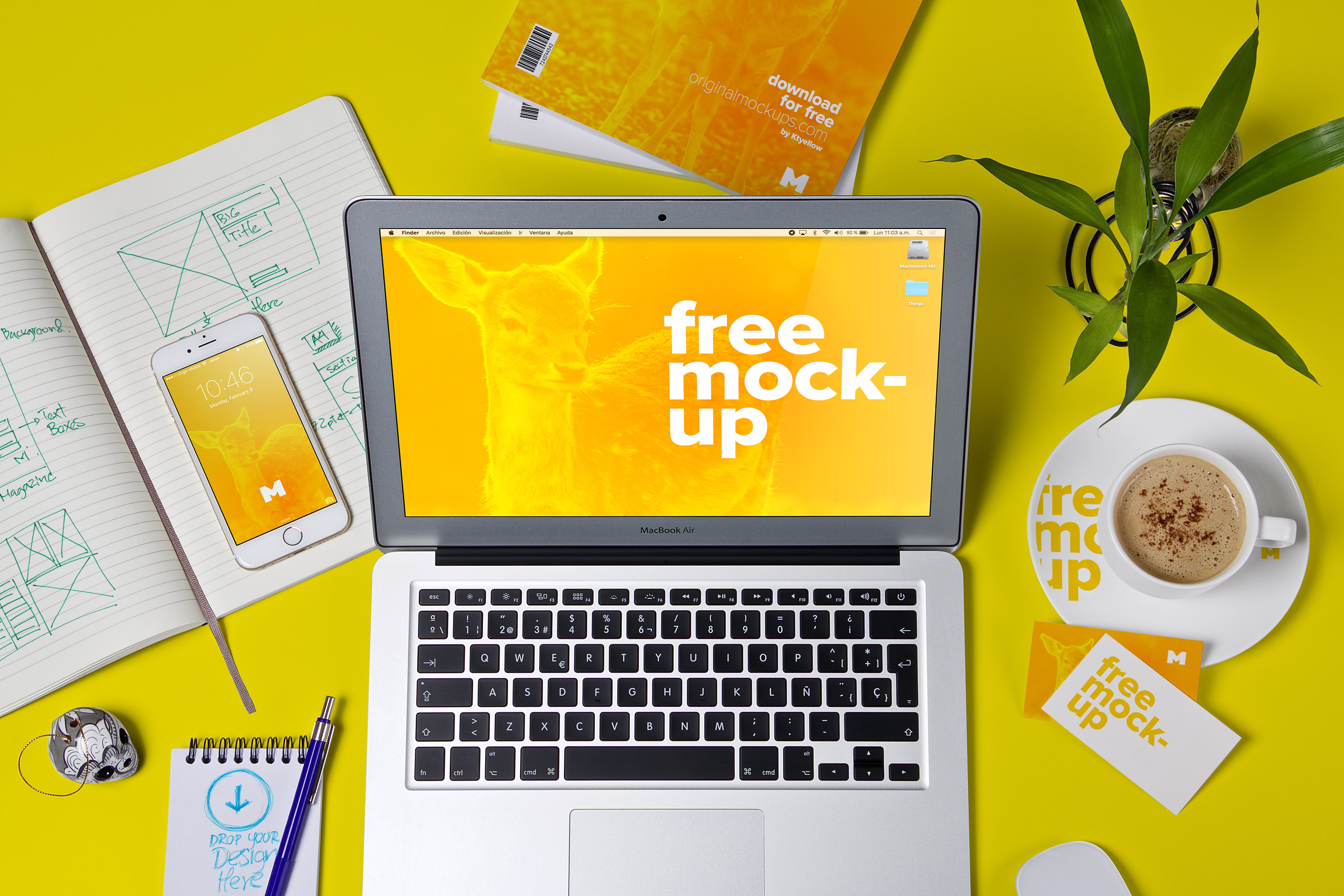 工作室办公桌场景样机模板01 Workspace Mockup 01插图(3)