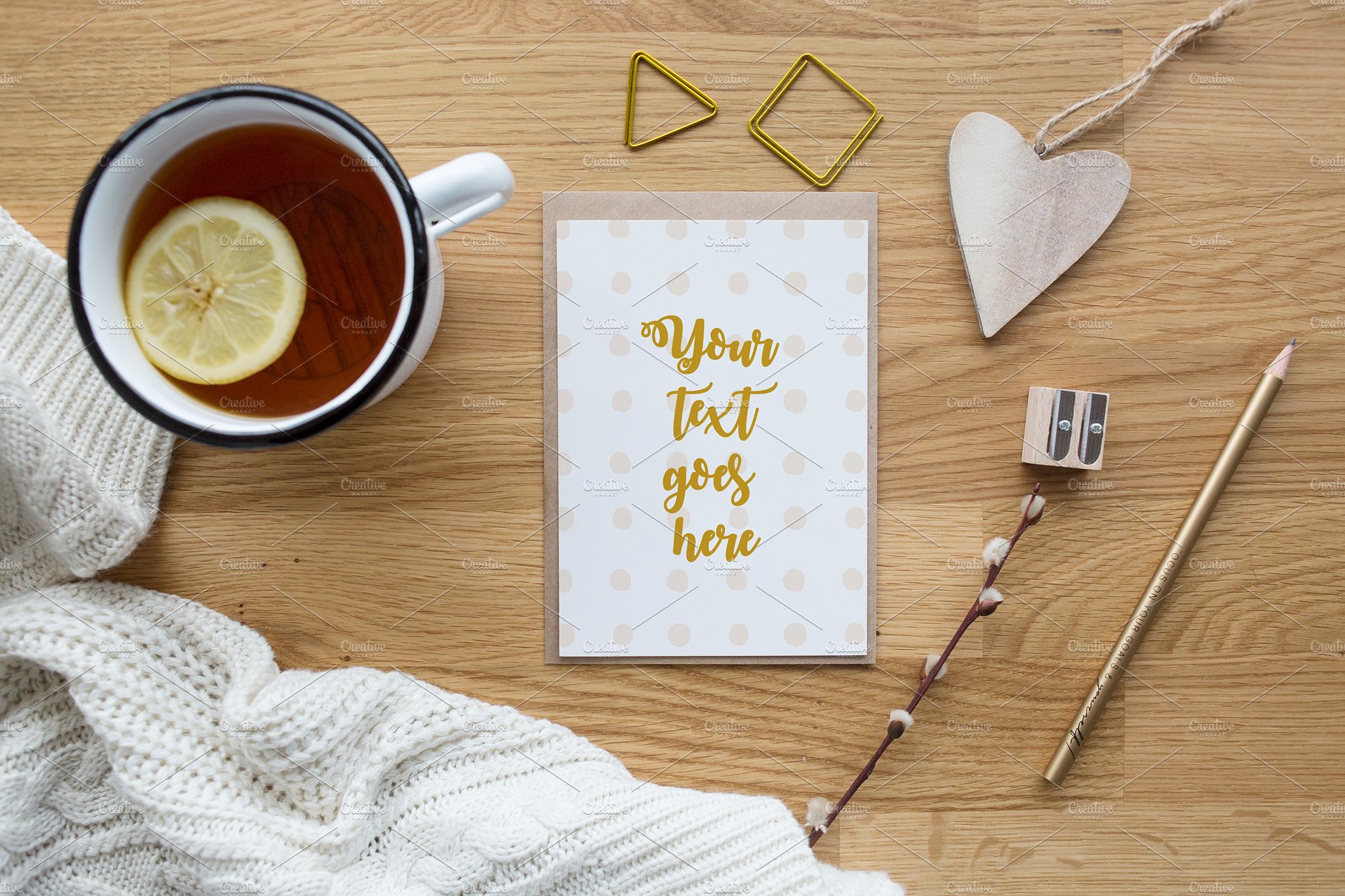 高品质的优雅邀请函婚礼请帖样机展示模型mockups插图(2)