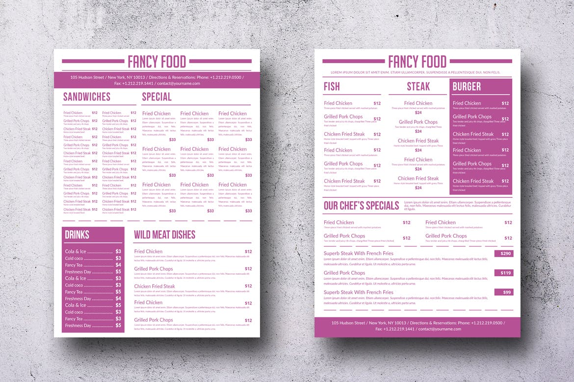 A4纸极简设计风格西式菜单设计模板 Simple A4 Minimal A4 Menu – 13 Color Versions插图(5)