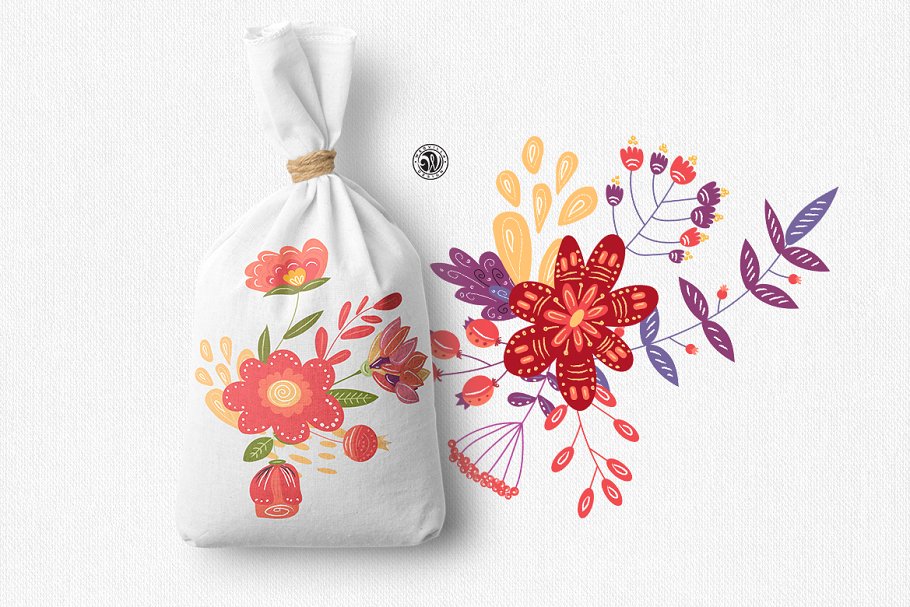 手绘艺术花卉剪贴画 Hand Draw Flowers插图(2)