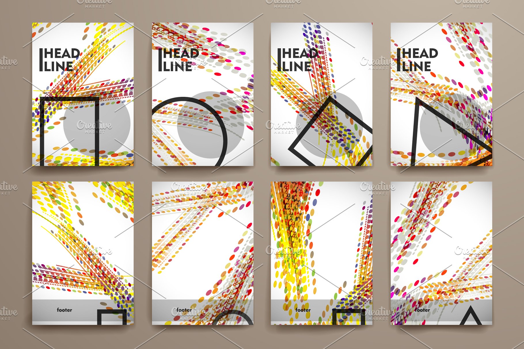 抽象几何叠加图形杂志画册模板 Abstract Brochure Templates插图