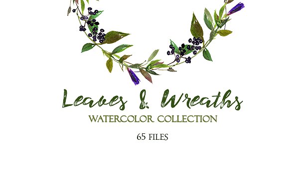 树叶花圈水彩套装 Leaves and Wreaths Watercolor Set插图(7)