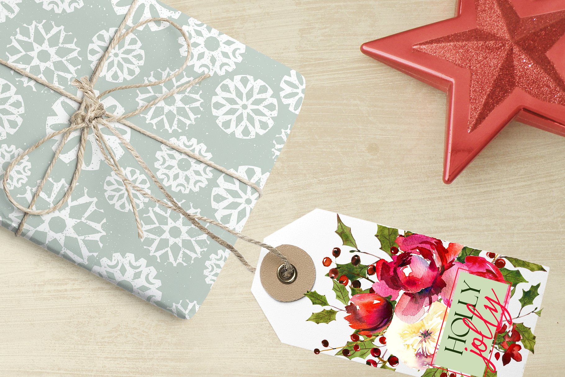 圣诞水彩剪辑集(一堆圣诞元素) Holly Steams Christmas Watercolors插图(19)