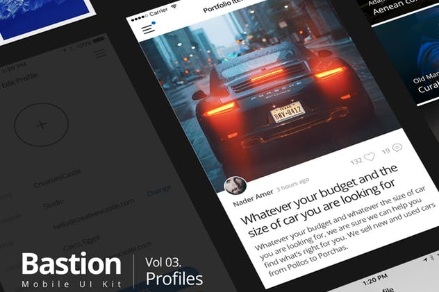 实用APP应用产品用户中心界面UI套件 03 Profiles | Bastion Mobile UI Kit插图(1)