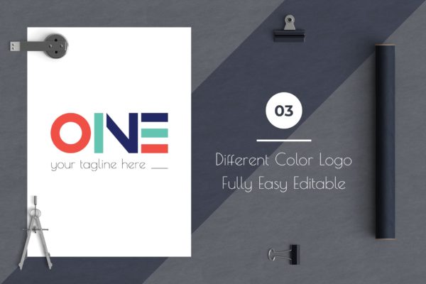 创意ONE文字Logo设计素材库精选模板 One Modern Logo Template