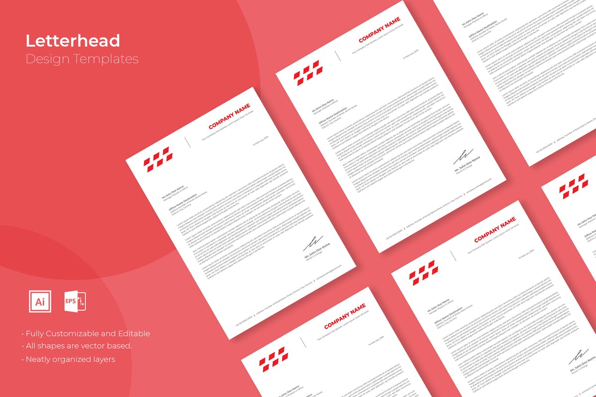 企业品牌VI信笺版式设计模板V52 SRTP- Letterhead Design.52插图