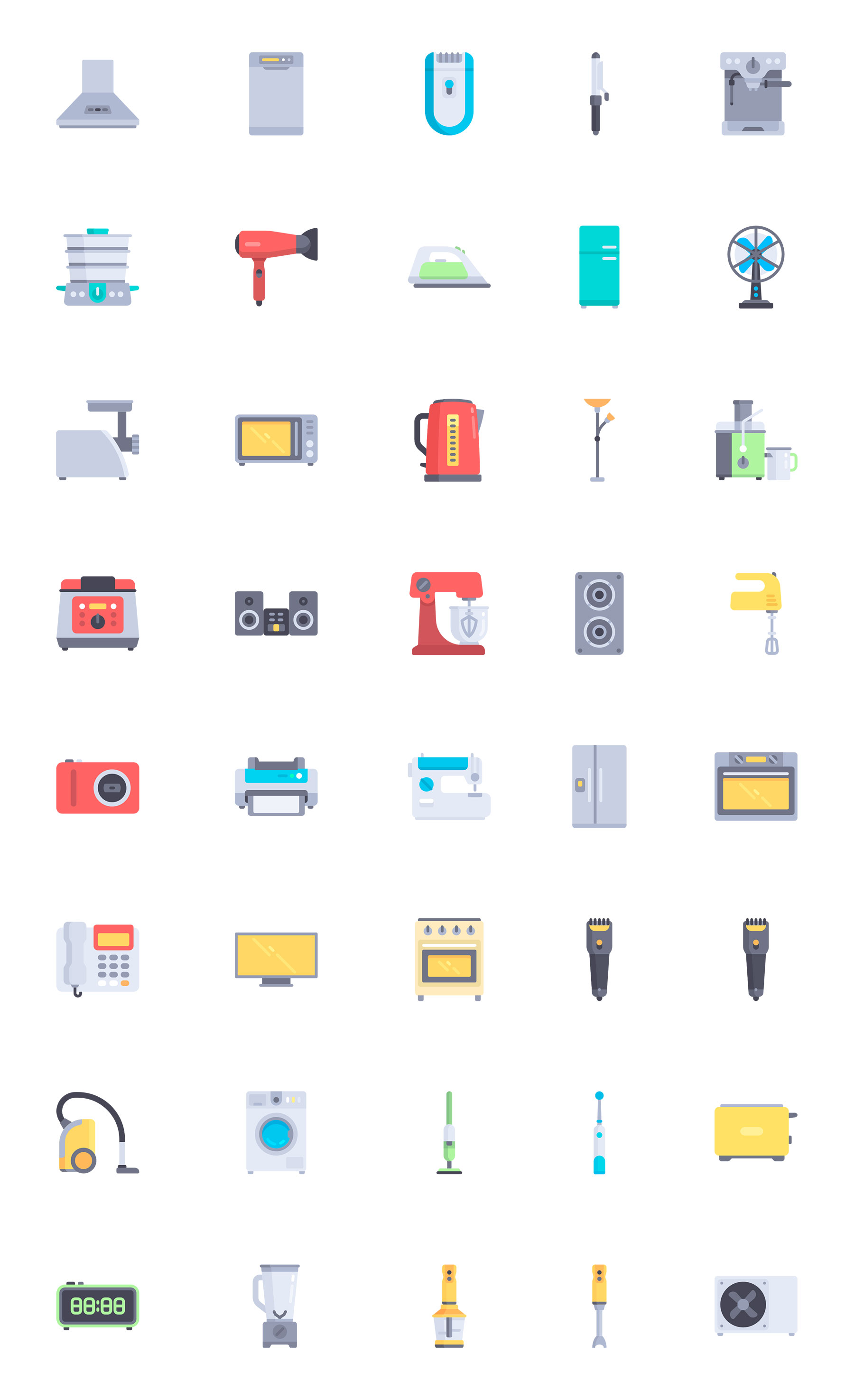 40 枚家用电器扁平图标