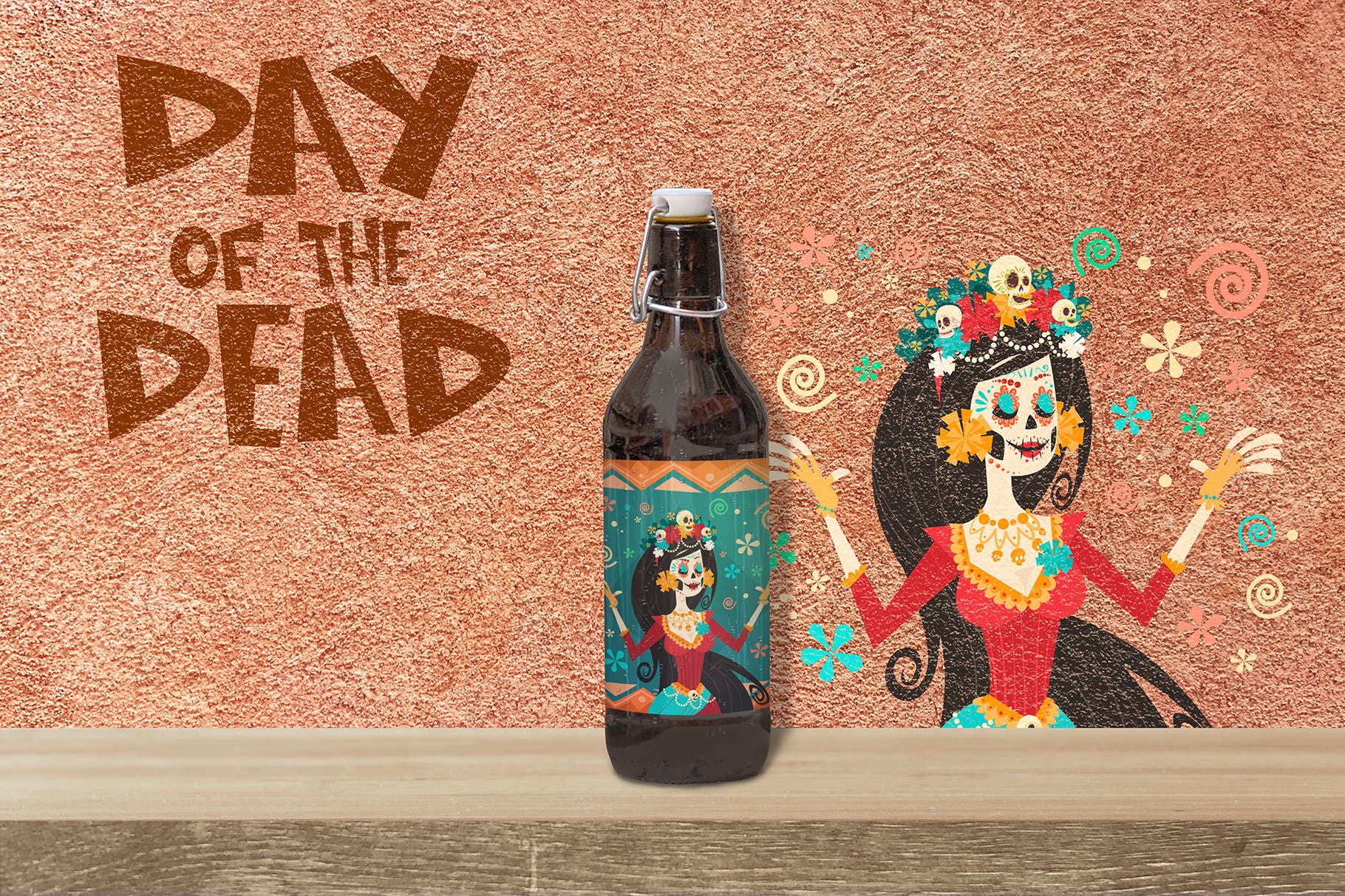 手拉盖50cl啤酒酒瓶外观设计效果图素材库精选 Shelf 50cl Bottle Beer Mockup插图(2)