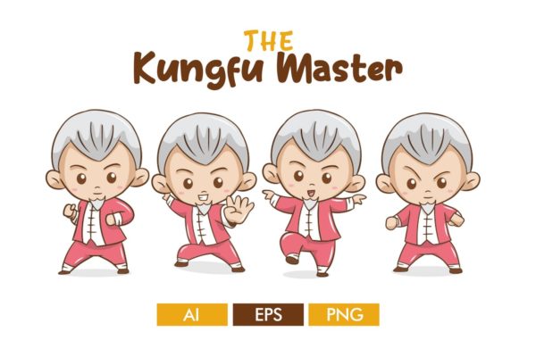 卡通形象功夫大师矢量素材库精选设计素材 The Kungfu Master