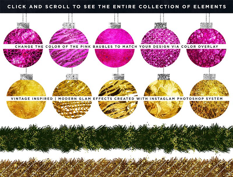 经典华丽圣诞节手绘元素插画 Hand Drawn Christmas: Vintage + Glam插图(3)