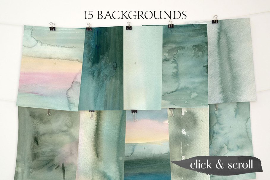 冬季日出水彩水洗效果纹理 Winter Sunrise Watercolor Washes插图(2)