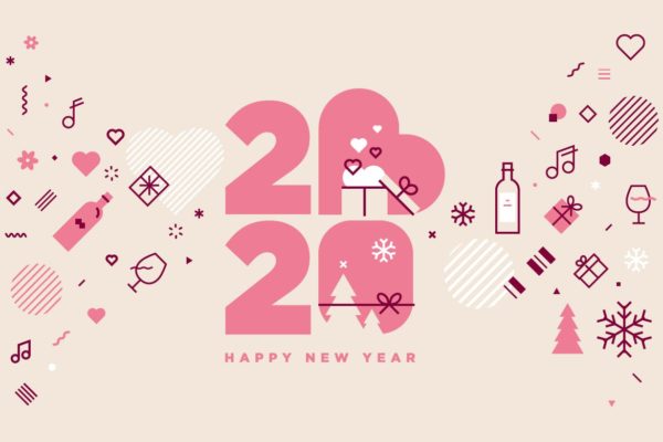 2020新年贺卡矢量素材库精选模板v7 Happy New Year 2020 greeting card