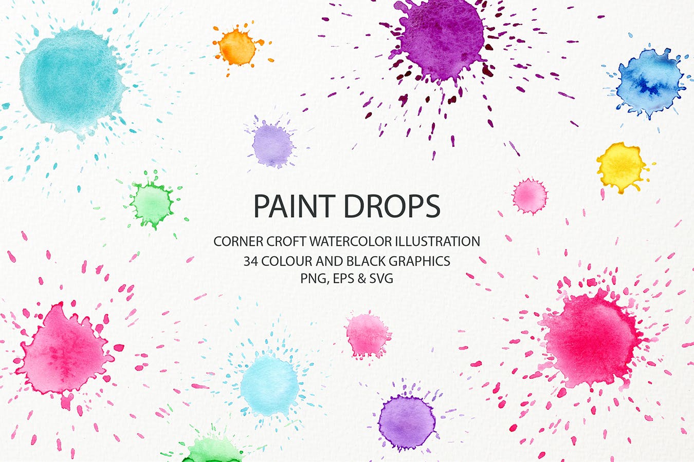 水彩手绘水滴纹理背景素材合集 Watercolor Paint Drop Collection插图