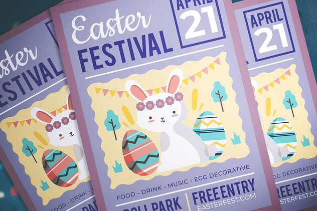 复活节儿童主题活动派对传单模板 Easter Kids Festival Flyer插图(1)