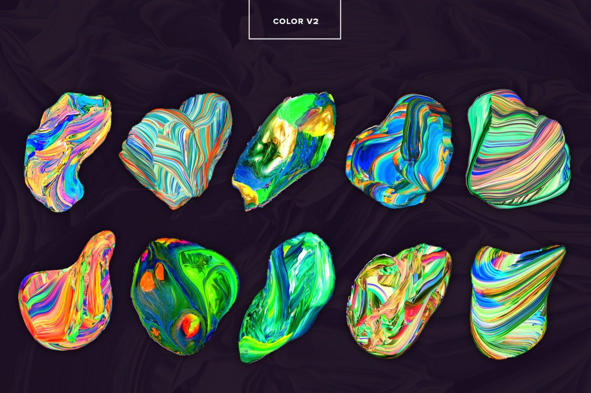 创意抽象纹理系列:80个3D立体抽象形状&PS笔刷 Displaced插图(9)