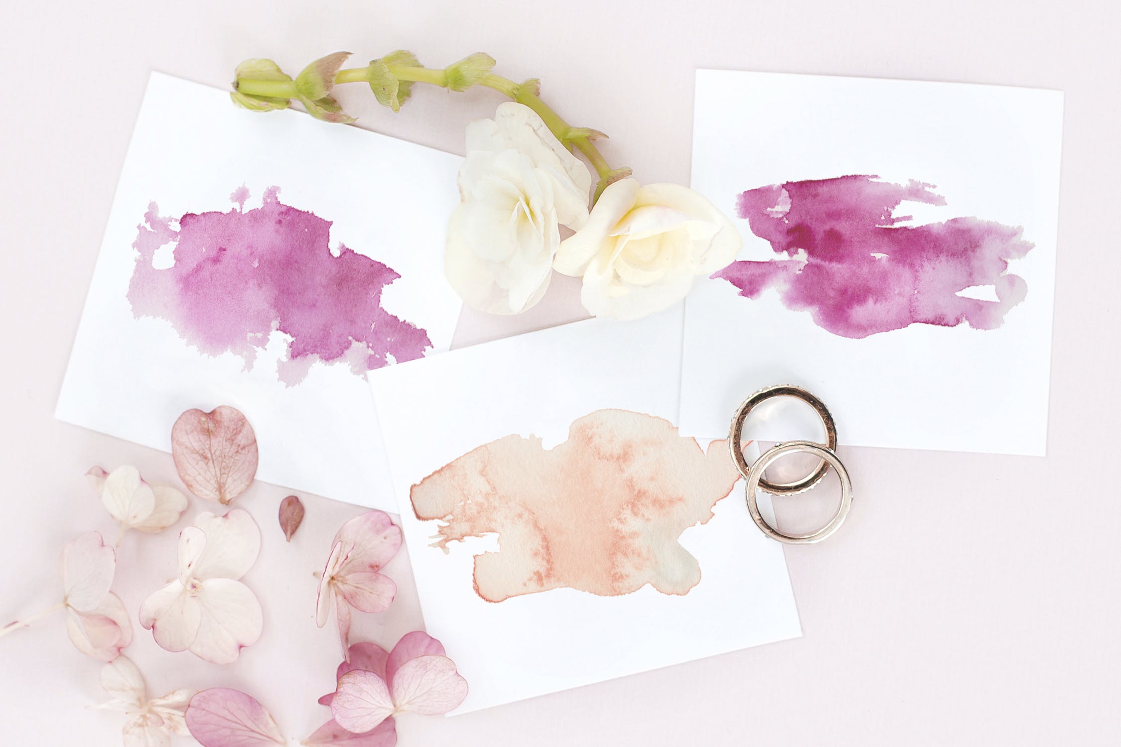 桃紫色水彩背景纹理设计素材 Peach & Purple Watercolor Textures插图(1)