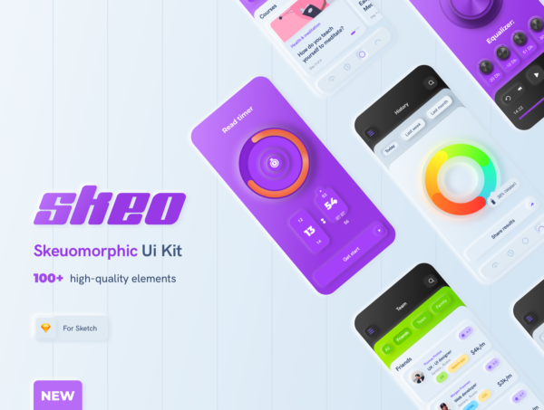 素材库下午茶：拟物风格APP应用UI设计素材库精选套件[Sketch]