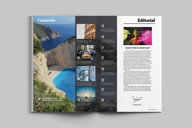 旅行风景主题杂志排版模板 Traveling Magazine插图(1)