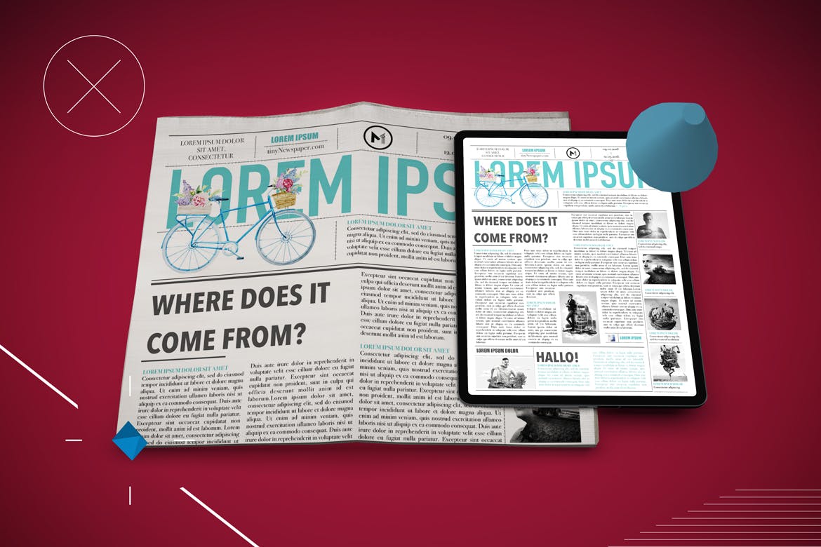 抽象设计风格报纸资讯类APP应用UI设计效果图素材库精选样机 Abstract Newspaper App MockUp插图(4)