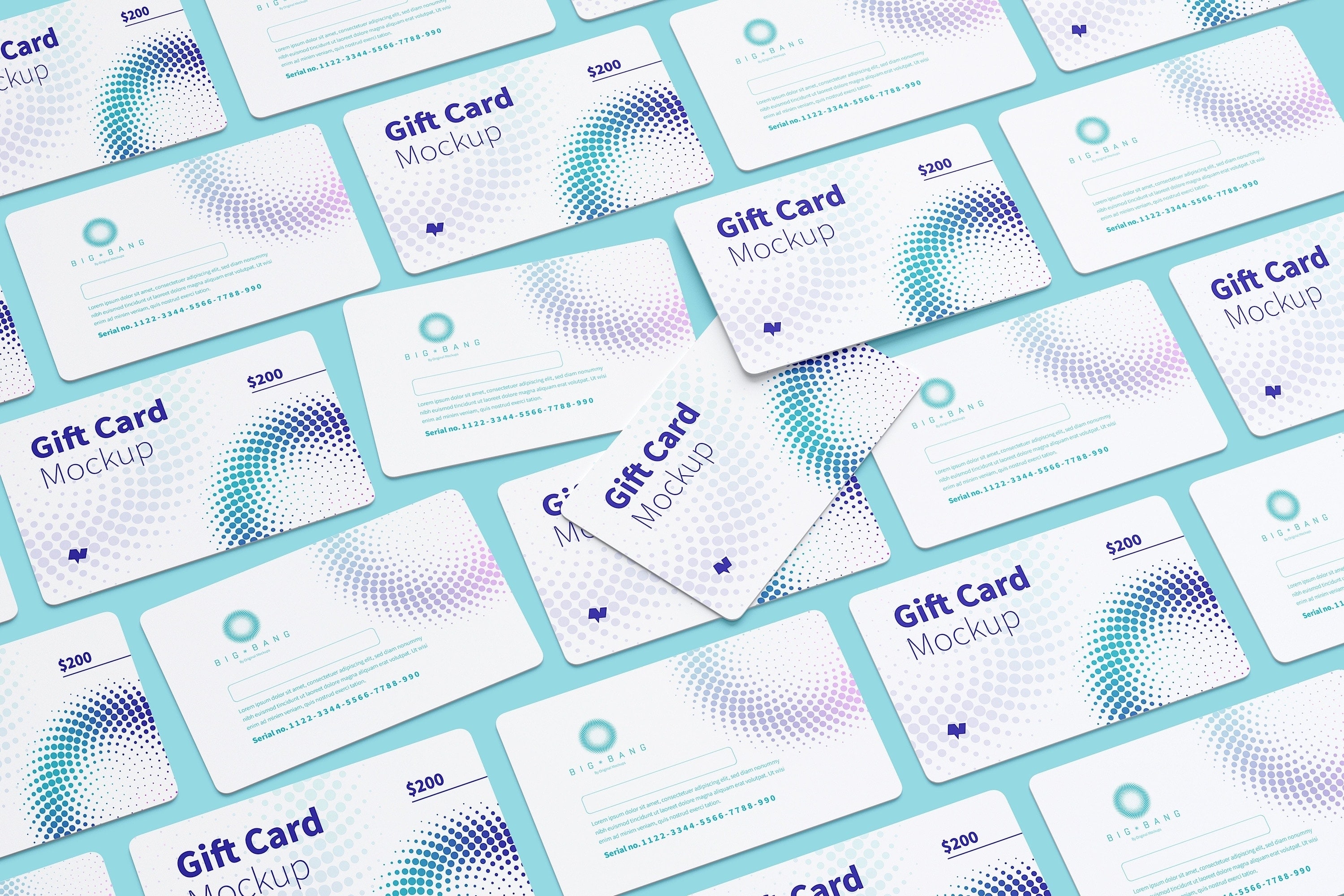 礼品积分卡外观设计等距网格样机模板04 Gift Card Mockup 04插图(3)