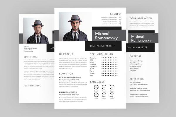 数字营销经理素材库精选简历模板 Micheal DIgital Resume Designer
