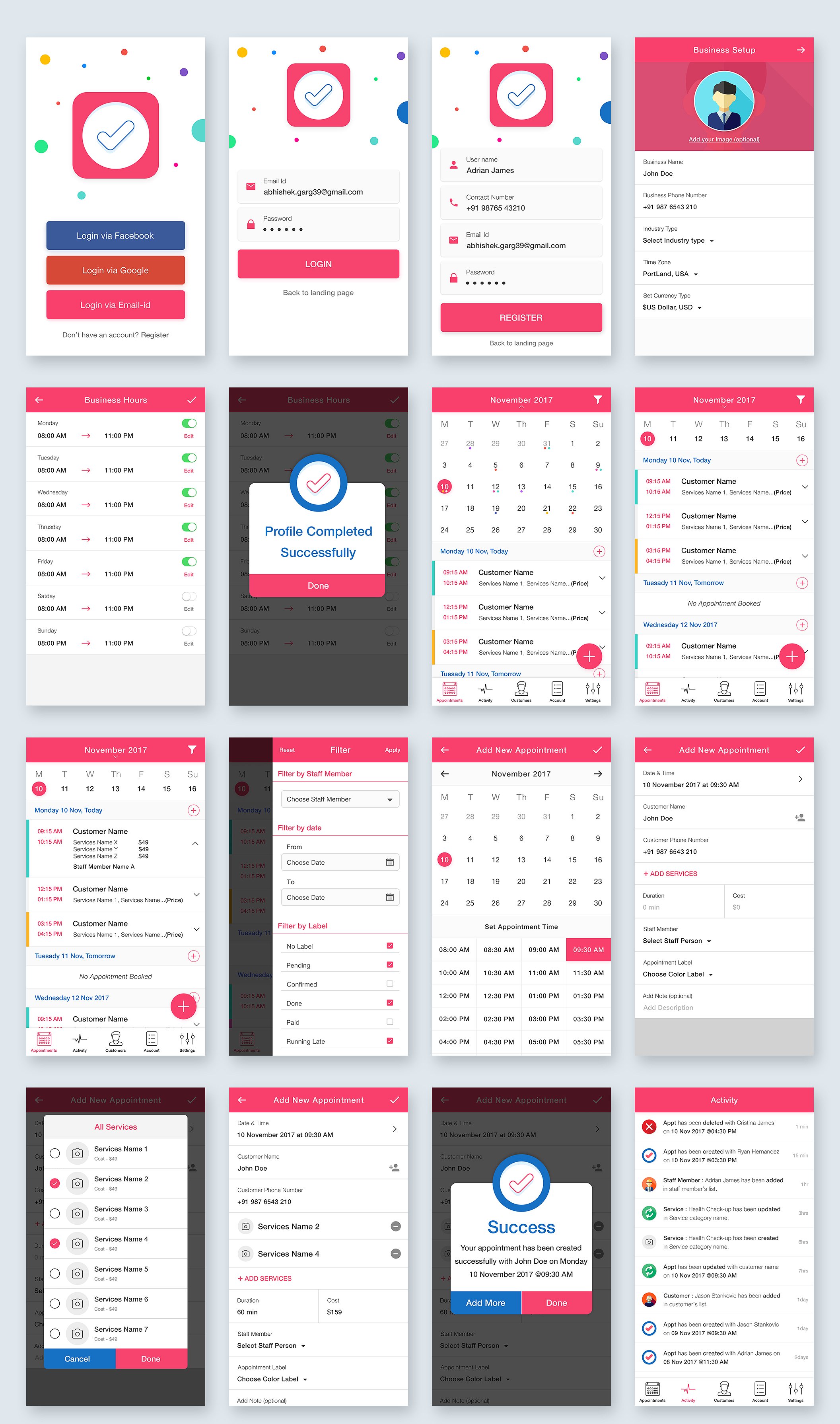 素材库下午茶：专业干净的约会管理类APP UI Kits下载[psd,sketch]插图(2)