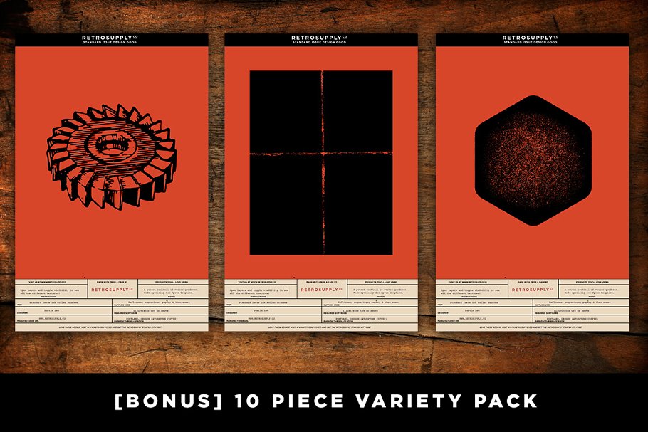 墨水/半色调/油墨/雕刻混合纹理合集 Standard Issue Vector Texture Pack插图(1)